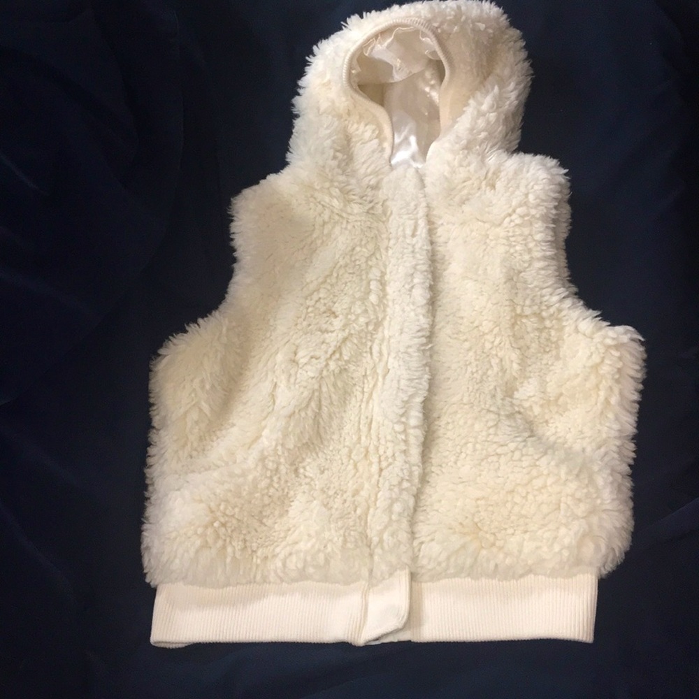 Faux Shearling Hooded Winter White Vest